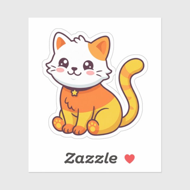 Mignon autocollant de chat Candy Corn pour Hallowe (Feuille)