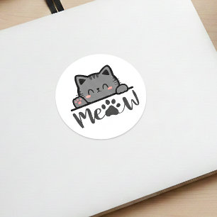 Mignon autocollant de chat mignon Meow Design carr