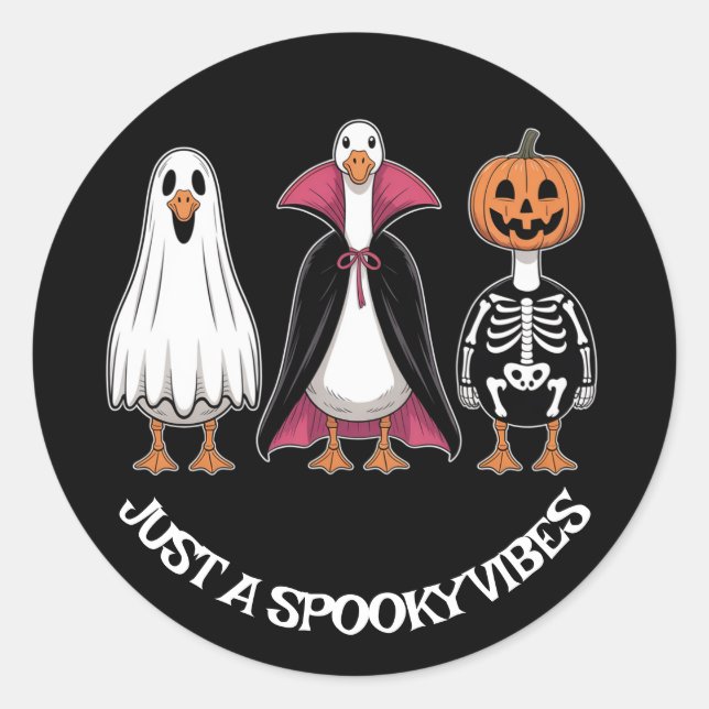 Mignon Autocollant d'Halloween d'Oies Squelettique (Devant)