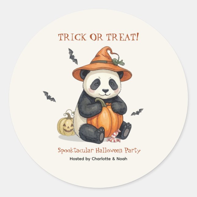 Mignon autocollant rond de panda de Halloween à la (Devant)