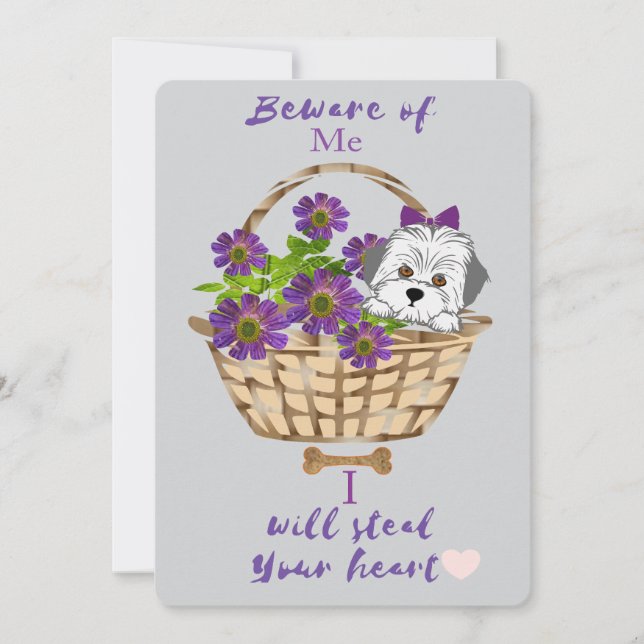 Mignon avec carte de la Saint-Valentin de chiot à  (Devant)