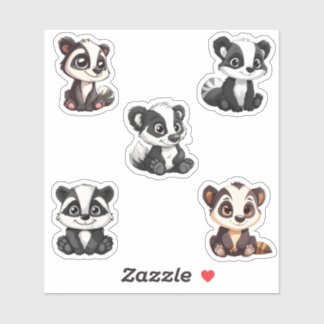 mignon badger kawaii feuille autocollant