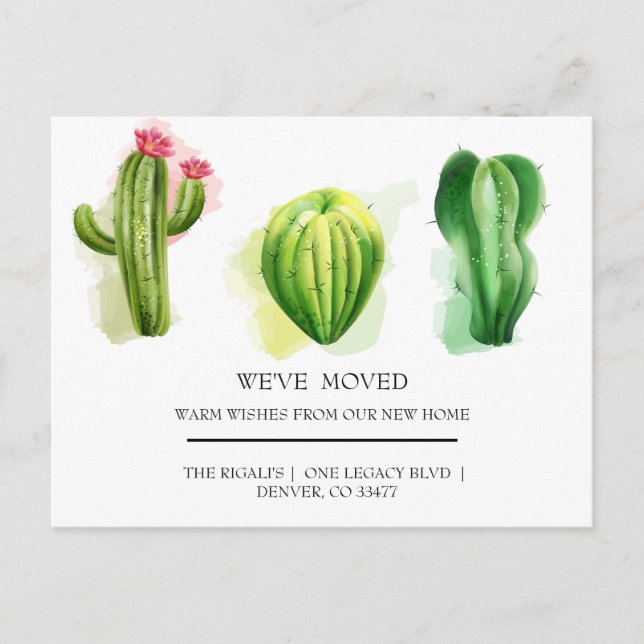 mignon Cactus maison déménagement Carte postale (Devant)