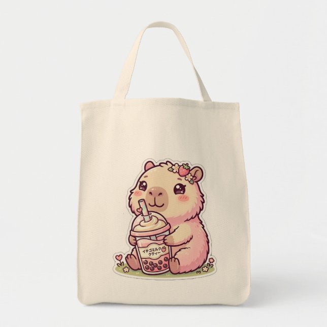 Mignon Capybara Rose Buvant du Thé aux Perles Sac  (Devant)