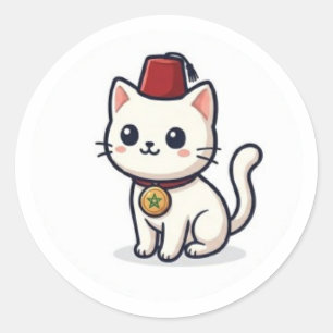 Mignon chat Kawaii marocain avec autocollant Fez