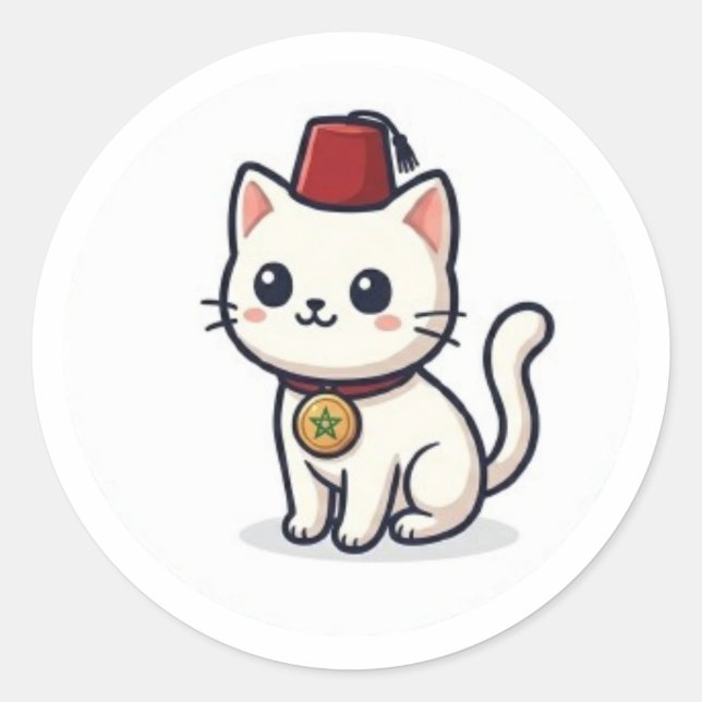 Mignon chat Kawaii marocain avec autocollant Fez (Devant)
