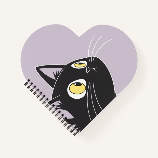 Mignon Chat Noir Dessin Animé – Cahier en Forme de (Devant)