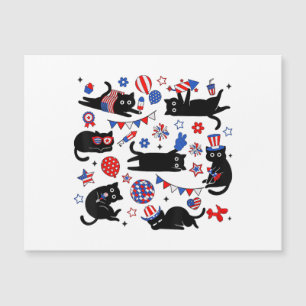 Mignon Chat Noir Drapeau USA Feu d'Artifice Patrio