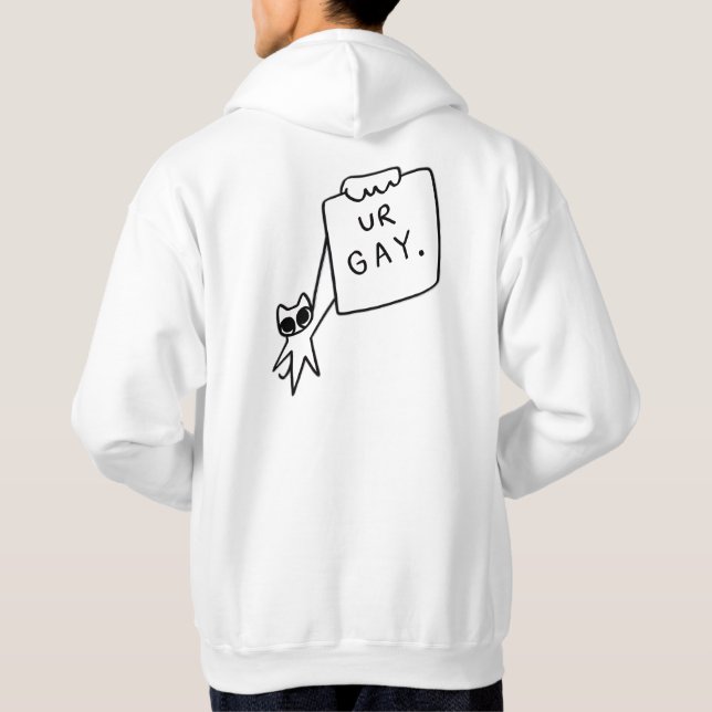 Mignon Chat Sweat à Capuche “TU ES GAY” Design Min (Dos)