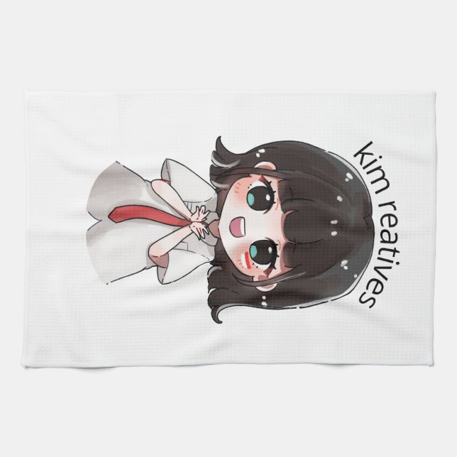 Mignon Chibi Serviette de Cuisine Fille Anime (Horizontal)