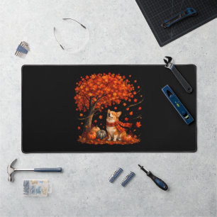 Mignon chien Corgi avec forêt de feuilles d'automn