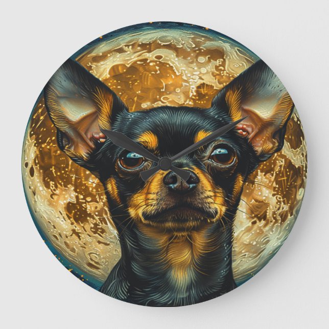 Mignon Chihuahua Céleste avec Horloge de la Lune e (Recto)