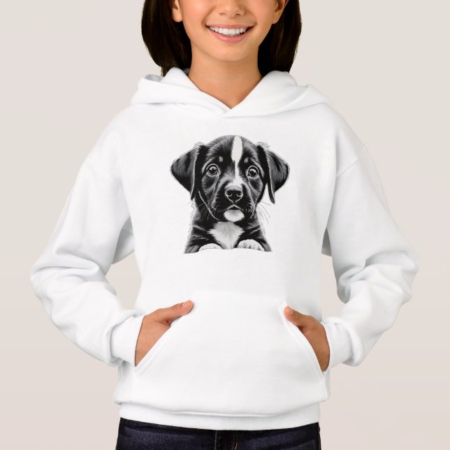 Mignon chiot noir et blanc – Sweat-shirt pour amou (Devant)
