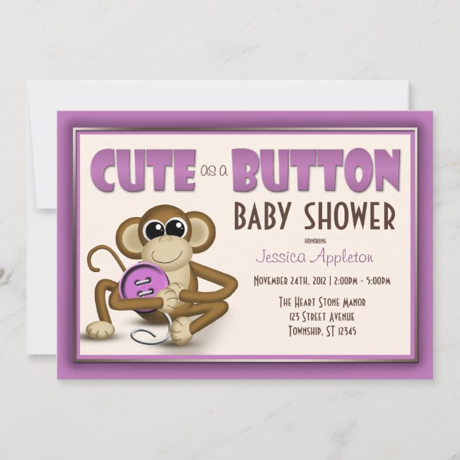 Mignon comme invitation pourpre de baby shower de (Devant)