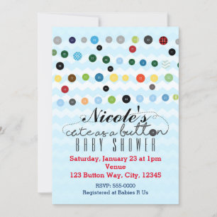 MIGNON COMME UN BOUTON Cartes d'invitation pour Ba
