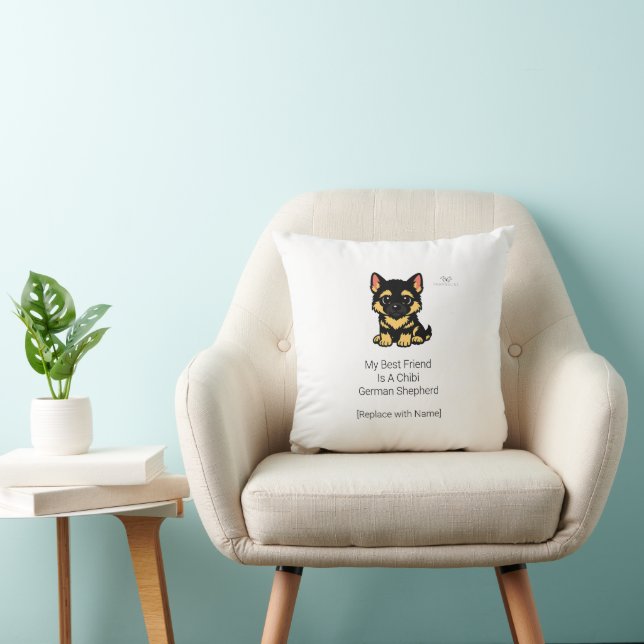 Mignon Coussin de Nursery Chibi Chiens de Berger A (Chaise)