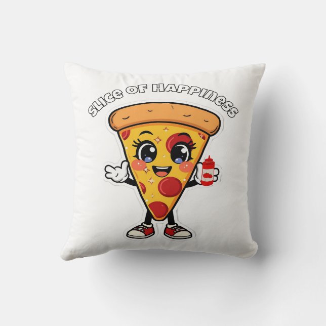 Mignon Coussin de Pizza Kawaii – Dessin Animé Ador (Verso)