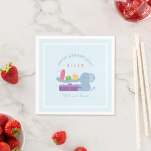 Mignon éléphant au long nez & serviettes en papier