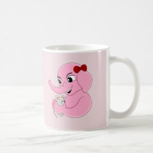 Mignon éléphant fille dessin animé tasse à café