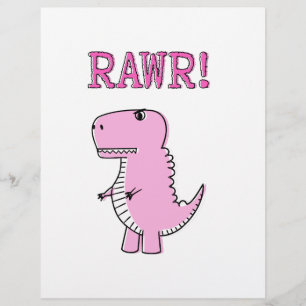 Mignon et en colère Rose T-Rex Dinosaure de dessin