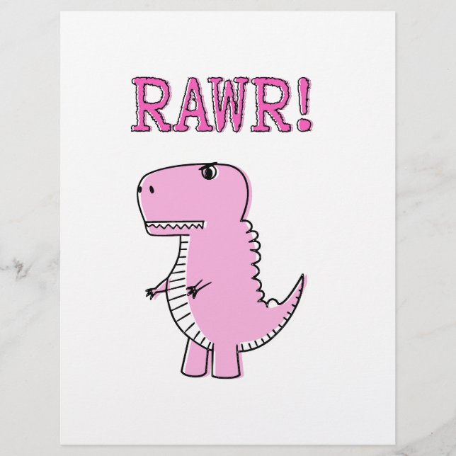 Mignon et en colère Rose T-Rex Dinosaure de dessin (Devant)
