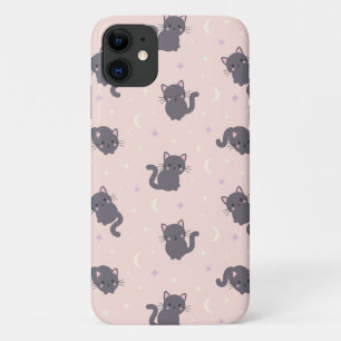 Mignon Étui Téléphone Rose Chat Gris