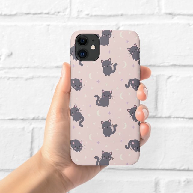 Mignon Étui Téléphone Rose Chat Gris (Créateur téléchargé)