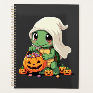 Mignon fantôme de tortue d'Halloween avec des bonb