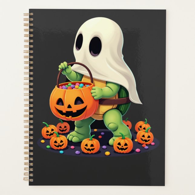 Mignon fantôme de tortue d'Halloween avec des bonb (Devant)