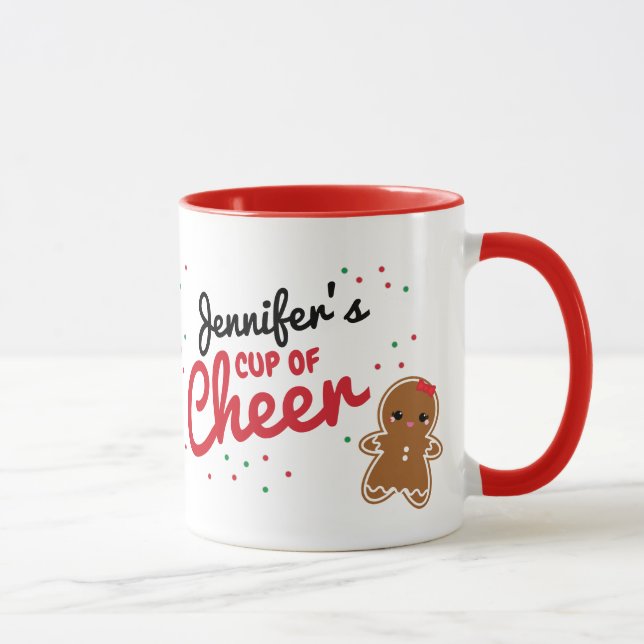 mignon GINGERBREAD GIRL tasse de noël personnalisé (Droite)