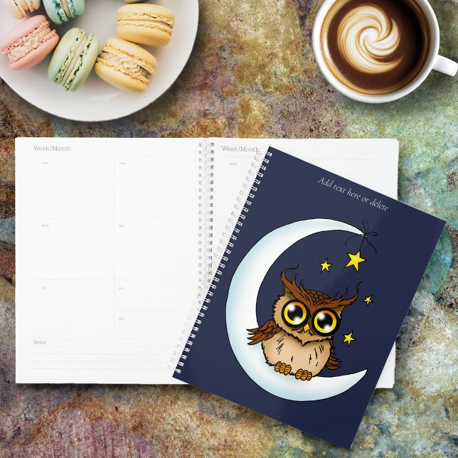 Mignon Hibou Brun Croissant Étoiles Bleu (Créateur téléchargé)