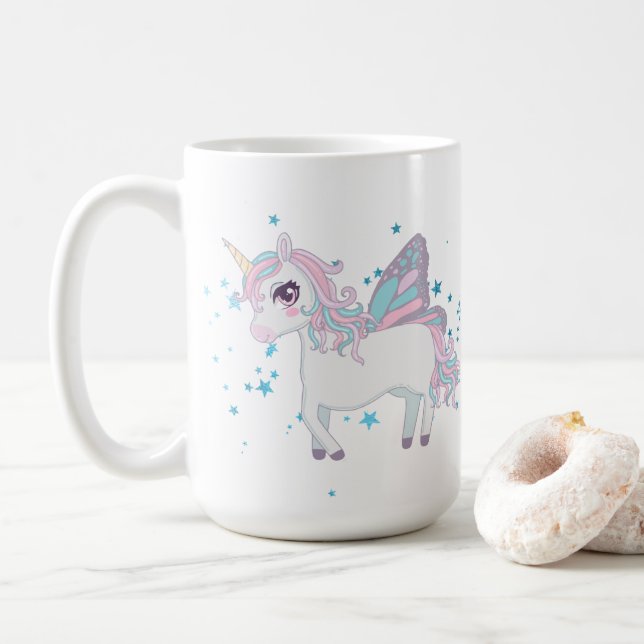 mignon imaginaire licorne ajouter nom Coffee Mug (Avec donut)