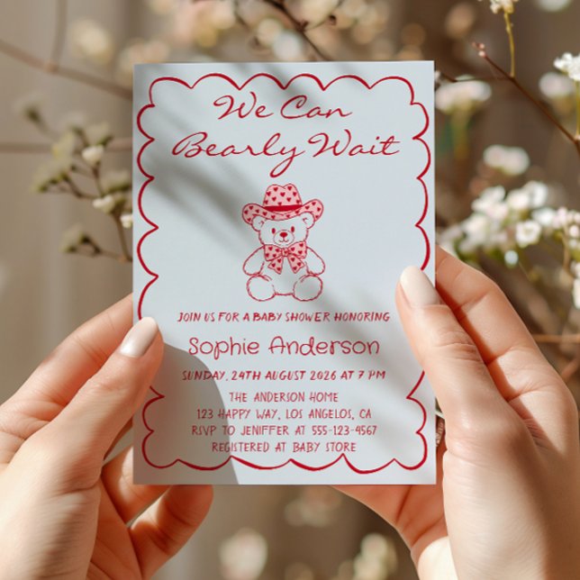 Mignon Invitation à la Baby Shower Ourson Nous Pou (Créateur téléchargé)