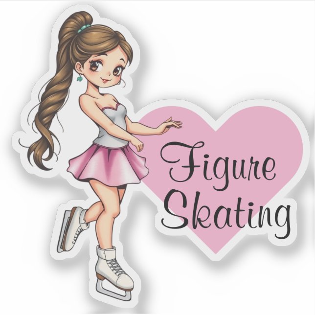 Mignon J'aime Sticker de patinage artistique (Devant)