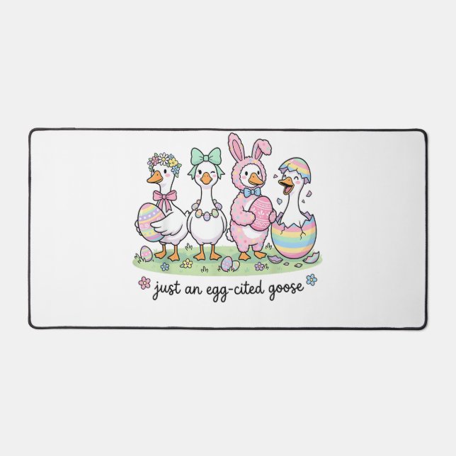 Mignon juste une fille oie eggcitée jour de Pâques (Recto)