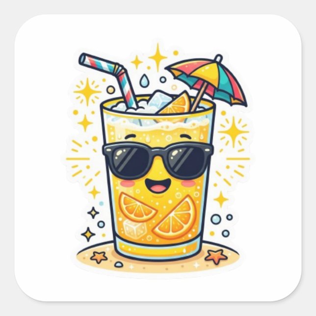Mignon Kawaii Boisson Tropicale D'été Autocollant (Devant)