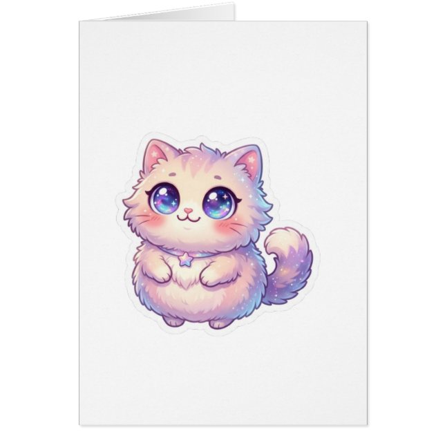 Mignon Kawaii Doux Chat Chibi Étoile Pastel (Devant)