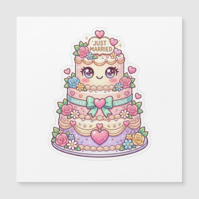 Mignon Kawaii Mariage gâteau de mariage Flora past (Devant)