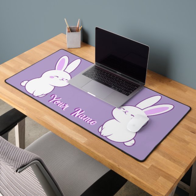 Mignon Kawaii Pastel Violet Lapin Assis Personnali (Bureau 2)