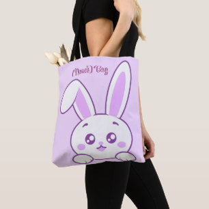 Mignon Kawaii Pastel Violet Lapin Qui Regarde Sac