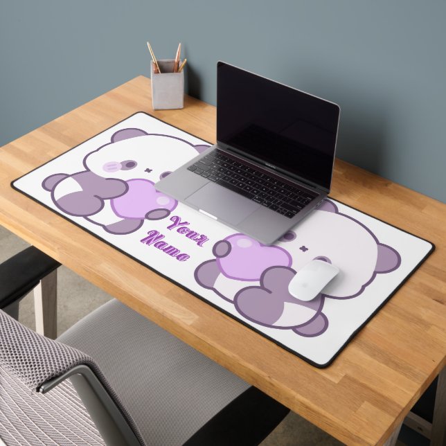 Mignon Kawaii Pastel Violet Panda Nom Personnalisé (Bureau 2)