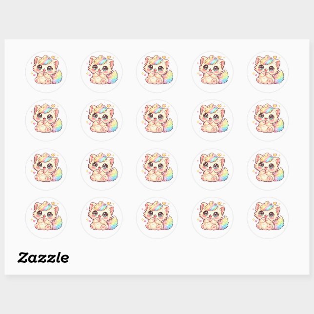 Mignon Kitten Arc-en-Ciel Kawaii Autocollant Chat  (Feuille)