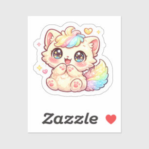 Mignon Kitten Arc-en-Ciel Kawaii Autocollant Chat