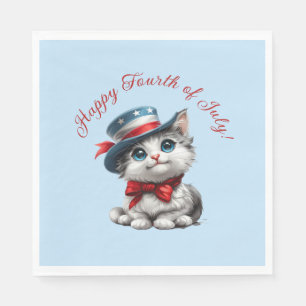 Mignon Kitten Chat Patriote Serviettes en Papier 4