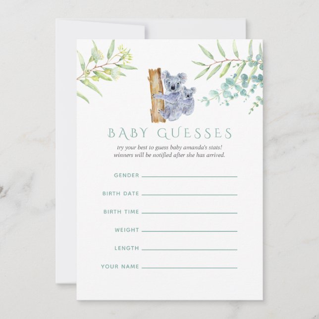 Mignon Koala Feuilles d'Eucalyptus Bébé Devine (Devant)
