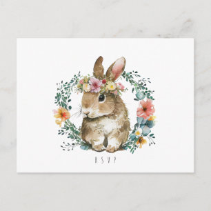 mignon lapin baby shower floral rsvp carte postale