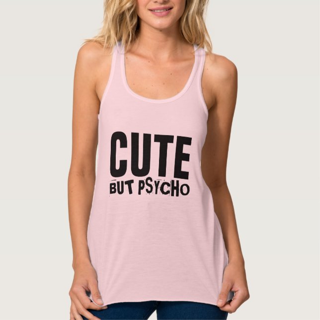 MIGNON MAIS PSYCHO T-shirts drôles pour femmes (Devant)