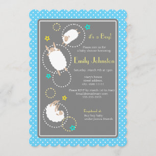 mignon mouton garçon baby shower invitation