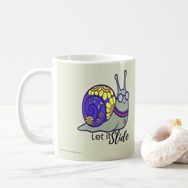 Mignon Mug à Café Escargot « Laissez Glisser » – P (Avec donut)