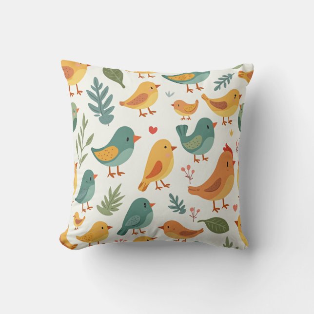 mignon oiseau motif coussin coussin (Recto)